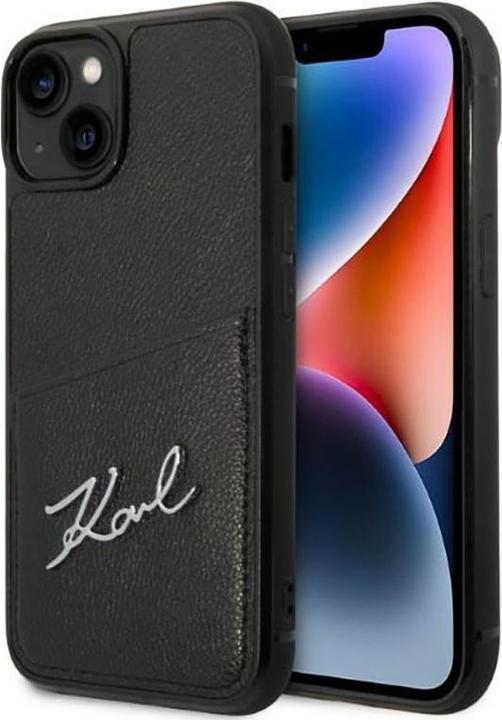 Image du produit Karl Lagerfeld KLHCP14MCSSK iPhone 14 Plus 6,7" hardcase czarny/black Signature Logo Cardslot (Apple iPhone 14 Plus)