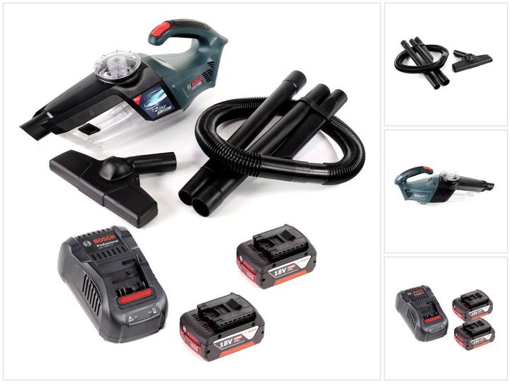 Bosch Professional Bosch GAS 18V-1 Professional Cordless Vacuum Cleaner Li-Ion + 2x Batteries 4.0 Ah + Charger GAL