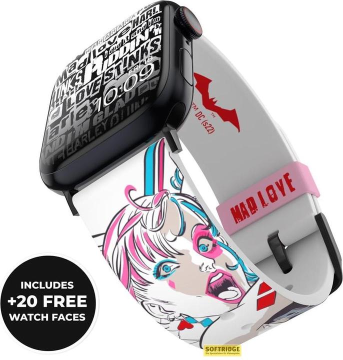 Image du produit Moby Fox Bracelet Smartwatch Harley Quinn Mad Love 22 mm (22 mm, Silicone, Acier inoxydable, Montre Apple)