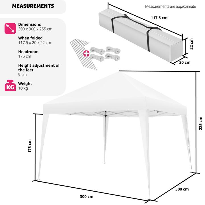 Immagine prodotto tectake Padiglione pieghevole Linosa (300 cm, 300 cm)