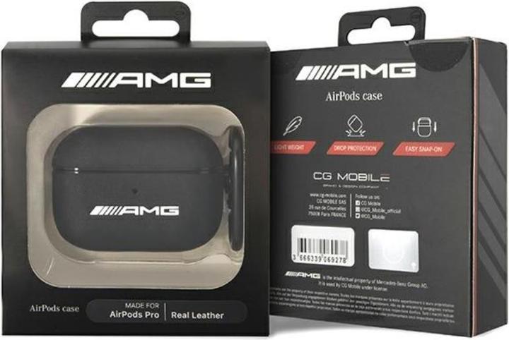 Actual product image Mercedes AMG Leather Big Logo - CASE AirPods Pro (Black) (Headphone bag)