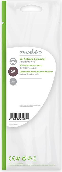 Immagine prodotto Nedis Connettore antenna auto spina dritta rame 50 ohm a pressione metallo argento 10 pezzi Ums (Cavi antenna)