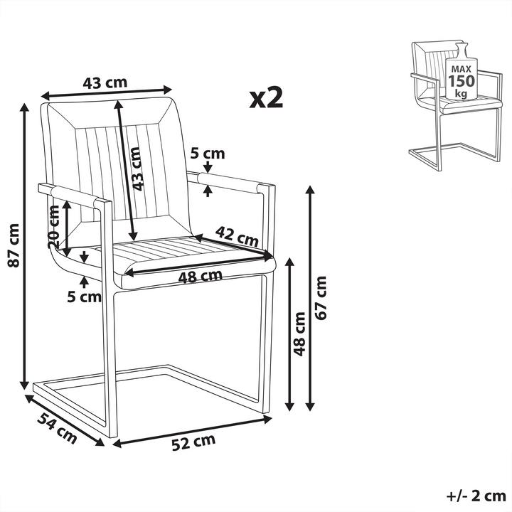 Produktbild Beliani Esszimmerstuhl Kunstleder braun 2er Set BRANDOL