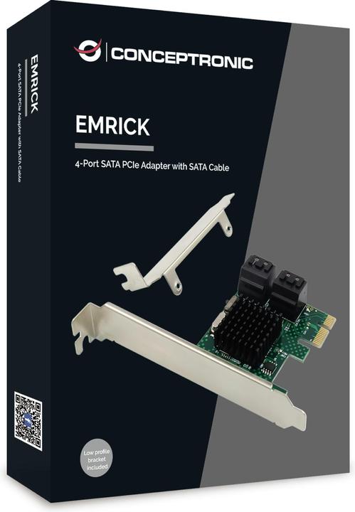 Actual product image Conceptronic EMRICK 4-port SATA PCIe adapter with SATA cable