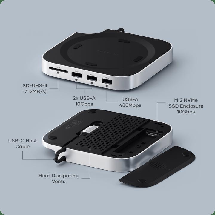 Actual product image Satechi Mac Mini M4 Stand & Hub with SSD Enclosure (USB-C, 5 Ports)