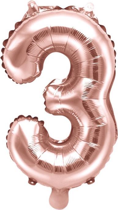 Produktbild Partydeco Zahlenballon Folie 3 Rose Gold 35-40 cm (1 x)