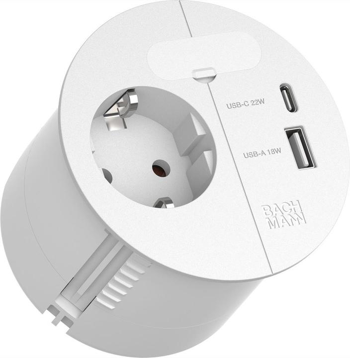 Bachmann LOOP IN CHARGE Steckdose USB A/C Winkelstecker, weiss (938.301) (1 x, CEE 7/3, 2 m)