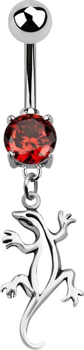 Produktbild Star Piercing Banane silber mit Anhänger Echse orange (925 Sterlingsilber, Chirurgenstahl 316L, ohne Messing)