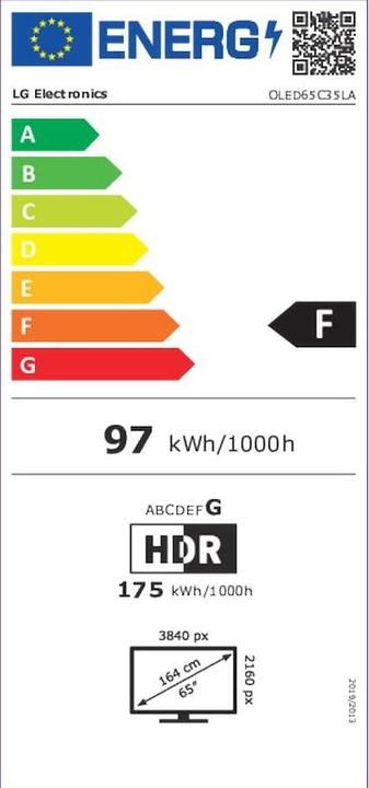 Energy Label LG OLED65C35LA (65", C3, OLED, 4K, 2023)