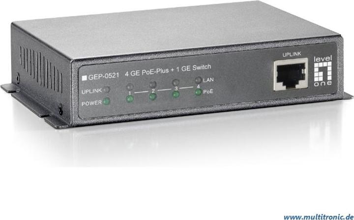 Immagine prodotto LevelOne Level One GEP-0521: 4 GE PoE-Plus + 1 GE (5 Porti)
