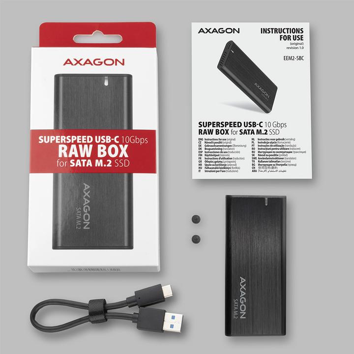 Produktbild Axagon EEM2-SBC externes Gehäuse für M.2 SSDs USB-C 3.2 Gen 2 (M.2 2280)