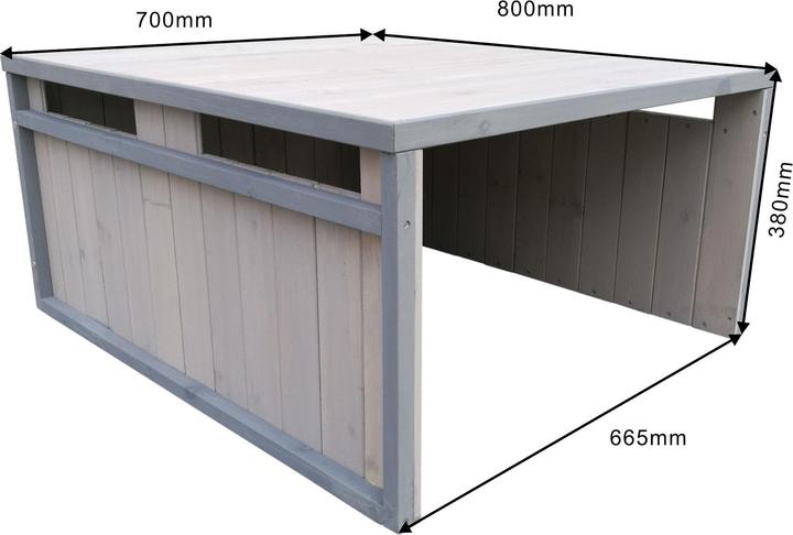Actual product image Wiltec Mowing robot wooden garage flat roof solid wood shelter carport grey (Mowing robot, Robot mower garage)