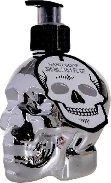Accentra Flüssigseife in Pumpspender Totenkopf, 300ml, Duft: Blutkirsche, Farbe: metallic silber, VE 6/12 (Flüssigseife, 300 ml)