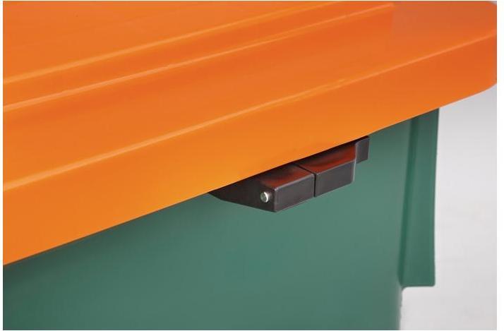 Actual product image Craemer Grit bin L945xW725xH930 mm 400 l HD-PE green/orange without removal chute