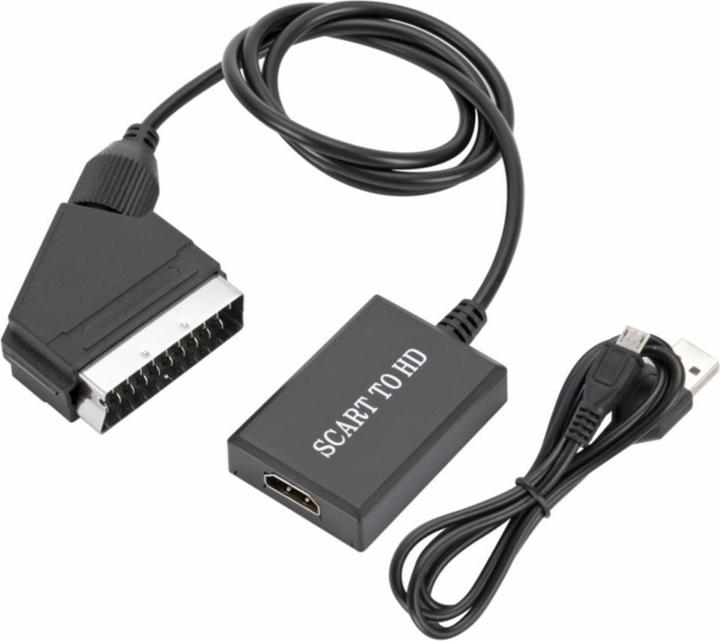 Image du produit Apfelkiste Scart auf HDMI 1080p FullHD Konverter Adapter Kabel für TV / PC / DVD - Schwarz 70cm
