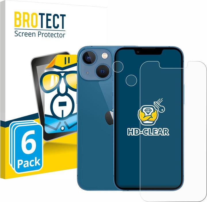 Produktbild BROTECT Schutzfolie Displayschutz Displayschutzfolie Folie Klar Transparent (6 Stück, Apple iPhone 13 mini)