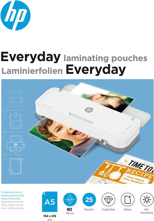 Actual product image HP Laminating film Everyday A5, 80 µm, 25 pieces, glossy (A5, 25 Piece, 80 µm)