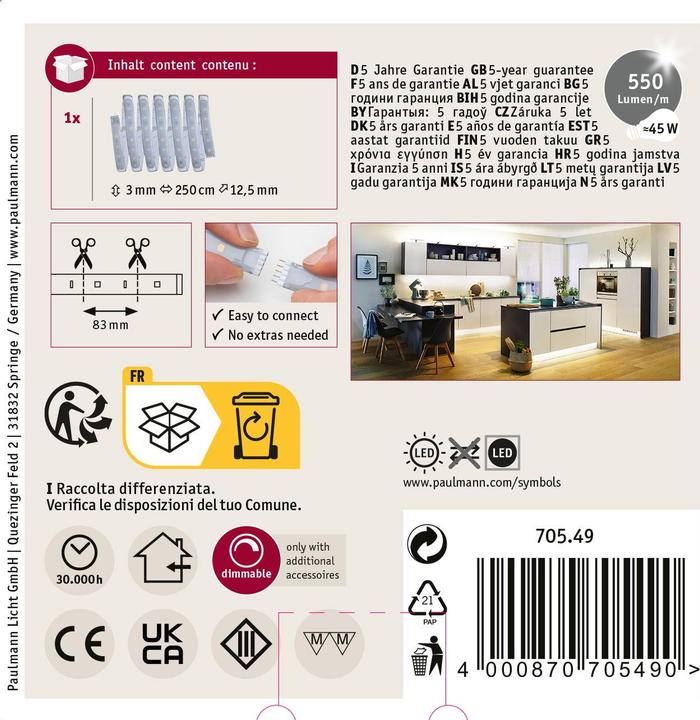 Produktbild Paulmann MaxLED 500 Stripe (Warmweiss, 250 cm, Indoor)