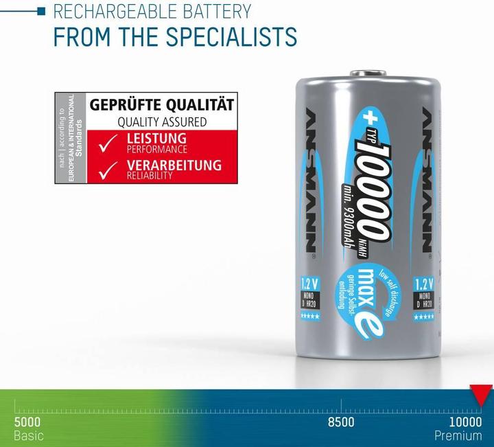 Produktbild Ansmann Mono D (2 Stk., D, 9300 mAh)