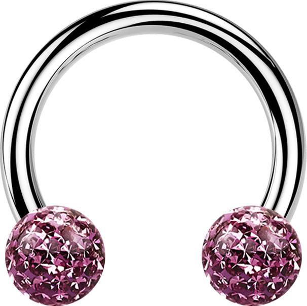 Immagine prodotto Star Piercing Micro Circular Barbell argento con due sfere di cristallo viola chiaro strato protettivo epossidico (Acciaio chirurgico 316L, senza ottone)