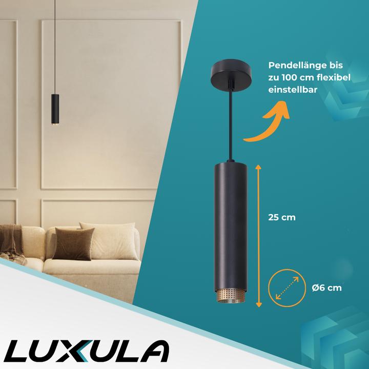 Produktbild Luxula LED-Pendelleuchte, schwarz/gold, 1-flammig (GU10)