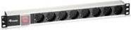 Actual product image equip Power strip 9-way Schuko 180cm cable aluminum version 1U (9 x, CEE 7/4, 1.80 m)