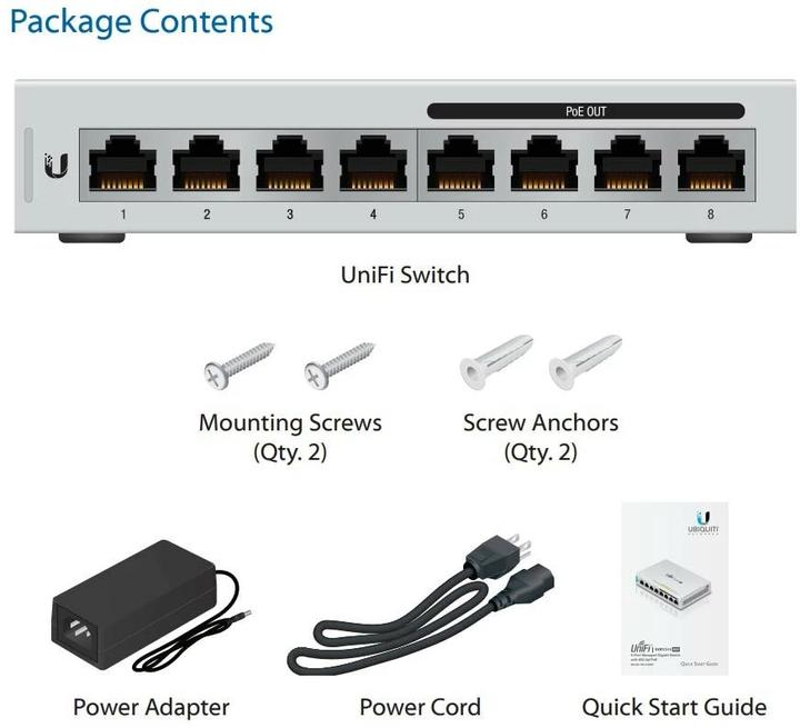 Actual product image Ubiquiti Unifi Switch US-8-60W-5 Set:8 Port (8 Ports)