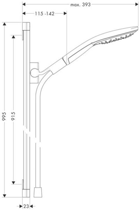 Produktbild hansgrohe Raindance Select S 150 3jet Handbrause / Raindance Unica Brausestange Set : Farbe - Weiss/ (3 Strahlarten, 16 l/min)