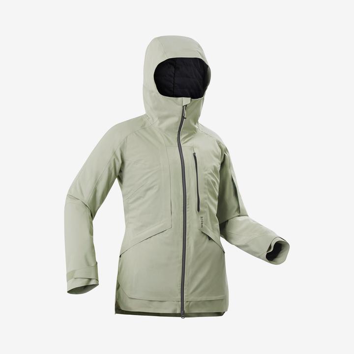 Wedze Women's ski jacket versatile and warm - FR100 sage green