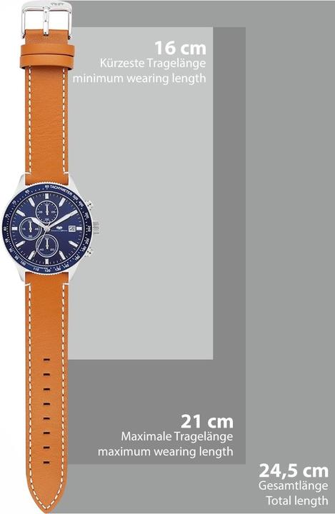 Actual product image Mens Chronograph Carthago II Genuine Leather Brown - 31938 (Chronograph, 43 mm)