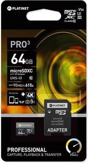 Immagine prodotto Platinet Scheda PRO1 Micro SDHX Classe 10 Atmiņas (64 GB, microSDXC, U1, UHS-I)