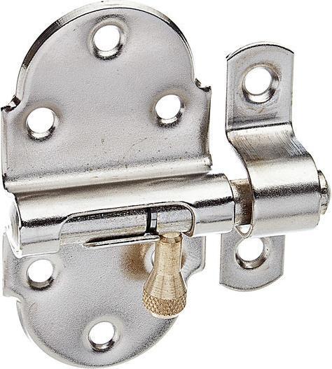 Actual product image Magni Alberts 128869 Grendel bolt with nickel-plated brass knob Plate 40 x 75 mm Bolt Ø 9 mm (Grendel bolt)