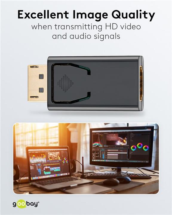 Produktbild Goobay DisplayPort auf HDMI-Adapter 1.1 (DP, 7.60 cm)