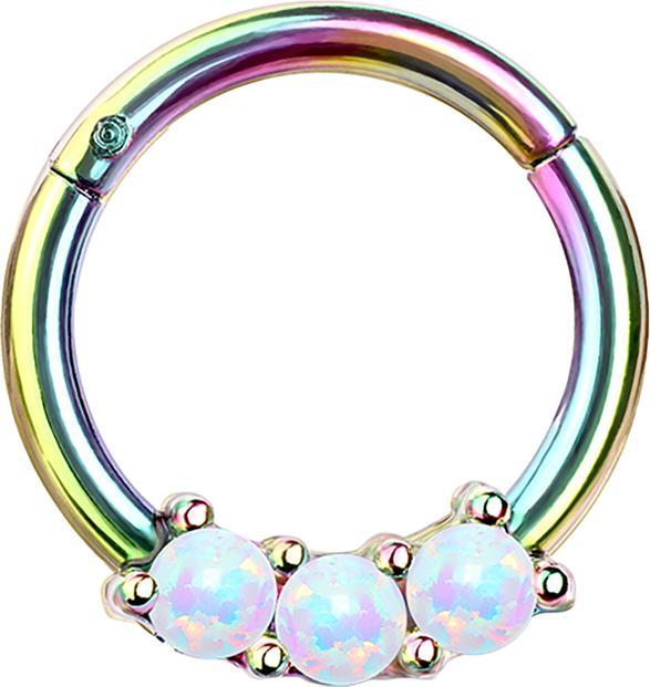 Produktbild Star Piercing Micro Segmentring klappbar farbig drei Opal Kugeln weiss (Chirurgenstahl 316L, ohne Messing)