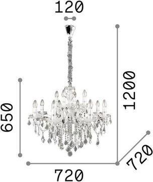 Actual product image Ideal lux FLORIAN pendant light E14 12-way ⌀720mm dimmable chrome 035604 (E14)