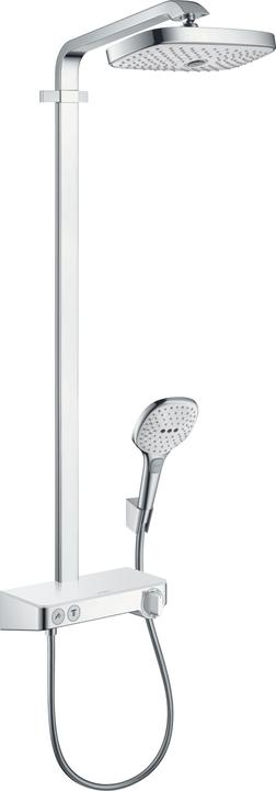Produktbild hansgrohe Raindance Select E 300 2jet ShowerTablet Showerpipe chrom : Farbe - Weiss/Chrom