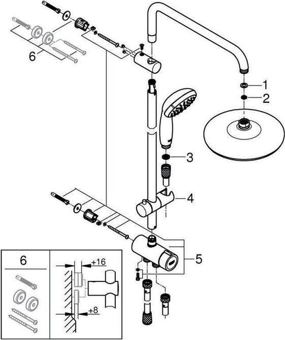 Actual product image Grohe Tempesta System 210 Flex shower system with changeover