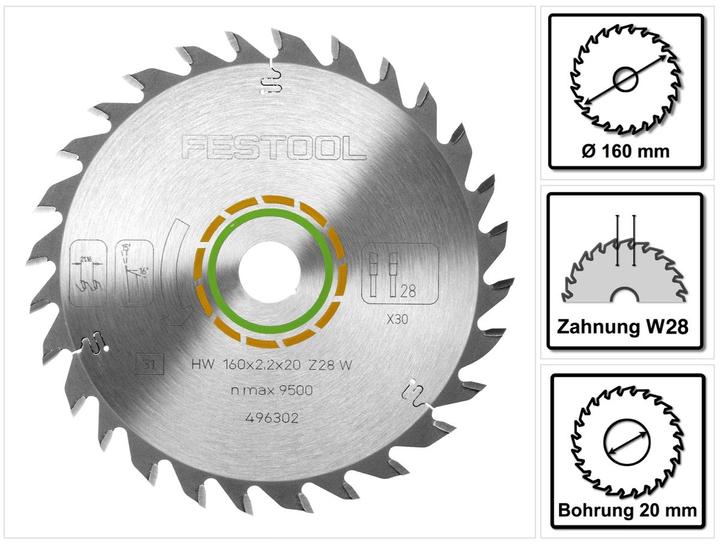 Actual product image Festool Circular saw blade HW 160x2,2x20 W28