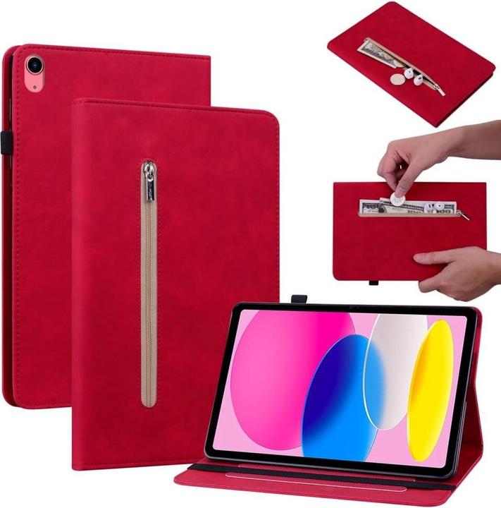 Produktbild Cover-Discount iPad 2022 (10.Gen) - Schutzhüllle mit Zipper Tasche rot (iPad 2022 (10. Gen))