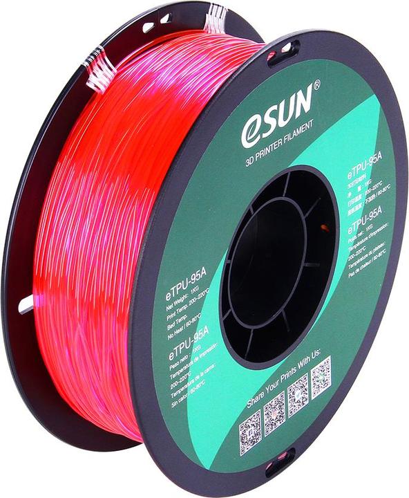 eSUN eTPU-95A 1.75mm Tr. Pink 1kg 3D Filament (TPU, 1.75 mm, 1000 g, Pink)