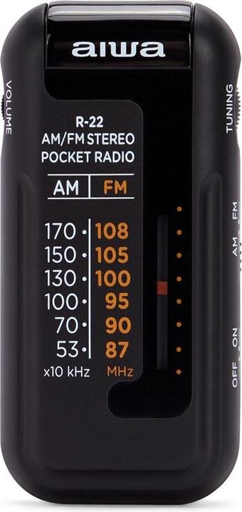Actual product image Aiwa R-228K Pocket Radio AM FM Black (FM, AM)