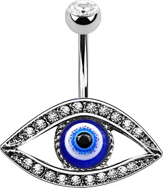 Star Piercing Banane silber mit Auge (Chirurgenstahl 316L, ohne Messing)