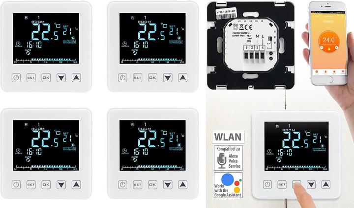 Revolt 4er-Set WLAN-Thermostate für Fussbodenheizungen