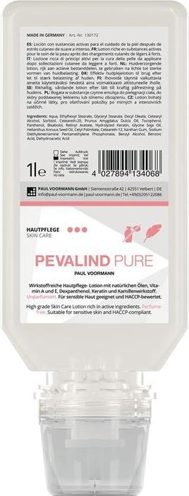 Paul Voorman Hautpflege Pevalind PURE 1 l pH-hautneutral, silikonfrei Softflasche PAUL VOORMANN (1000 ml)