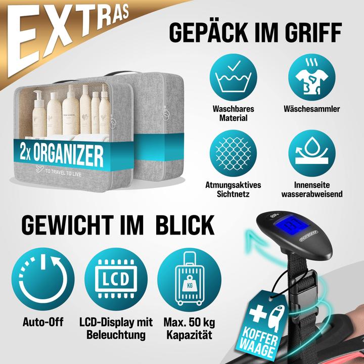 Actual product image Monzana Suitcase set (89 l, Hand luggage (up to 50 litres), M (50 - 90l), L (90 - 115l))