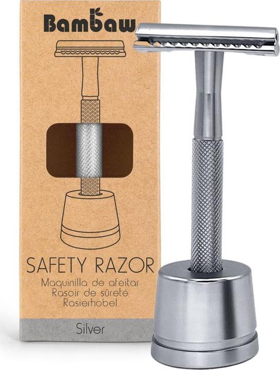 Bam Baw Safety razor with stand metal silver