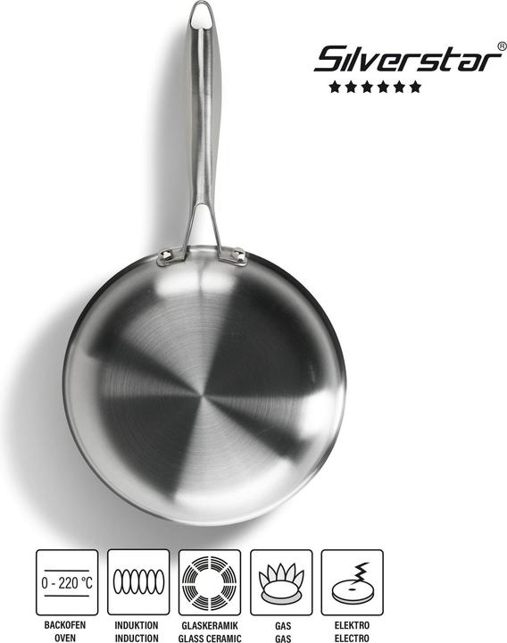 Produktbild Silverstar Edelstahlpfanne 20 cm mit Antihaftbeschichtung für Induktion und Backofen (20 cm, Bratpfanne, Edelstahl)