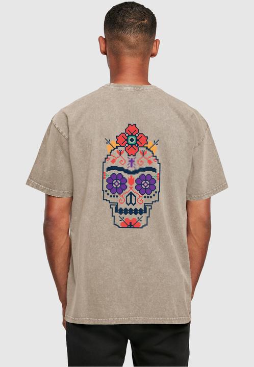 Actual product image Merchcode Frida Kahlo - Pixels viva la vida Acid Washed Heavy Oversize Tee - 118139 (L)