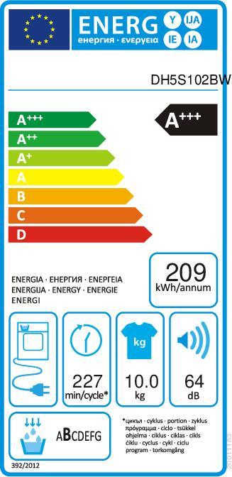 Etichetta energetica Hisense DH5S102BW (10 kg, A destra, A sinistra)