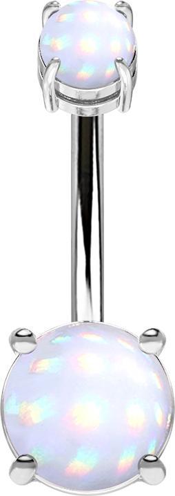Star Piercing Banane Innengewinde silber mit zwei Epoxidstein weiss (Wolframohne Messing, MessingChirurgenstahl 316L)